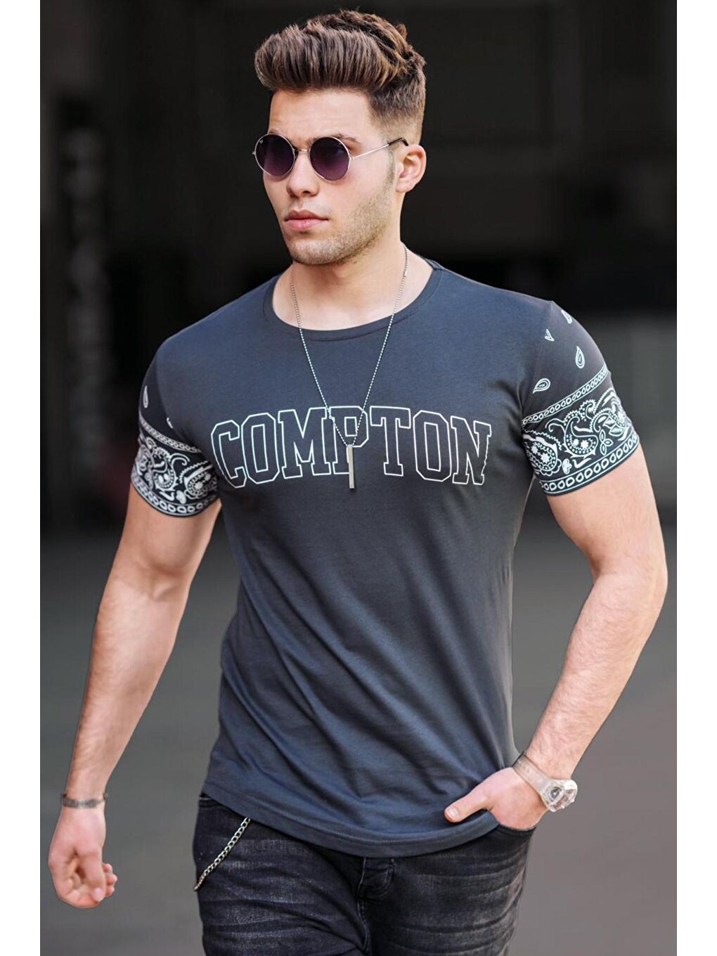 Gri Füme Erkek Tişört 4988