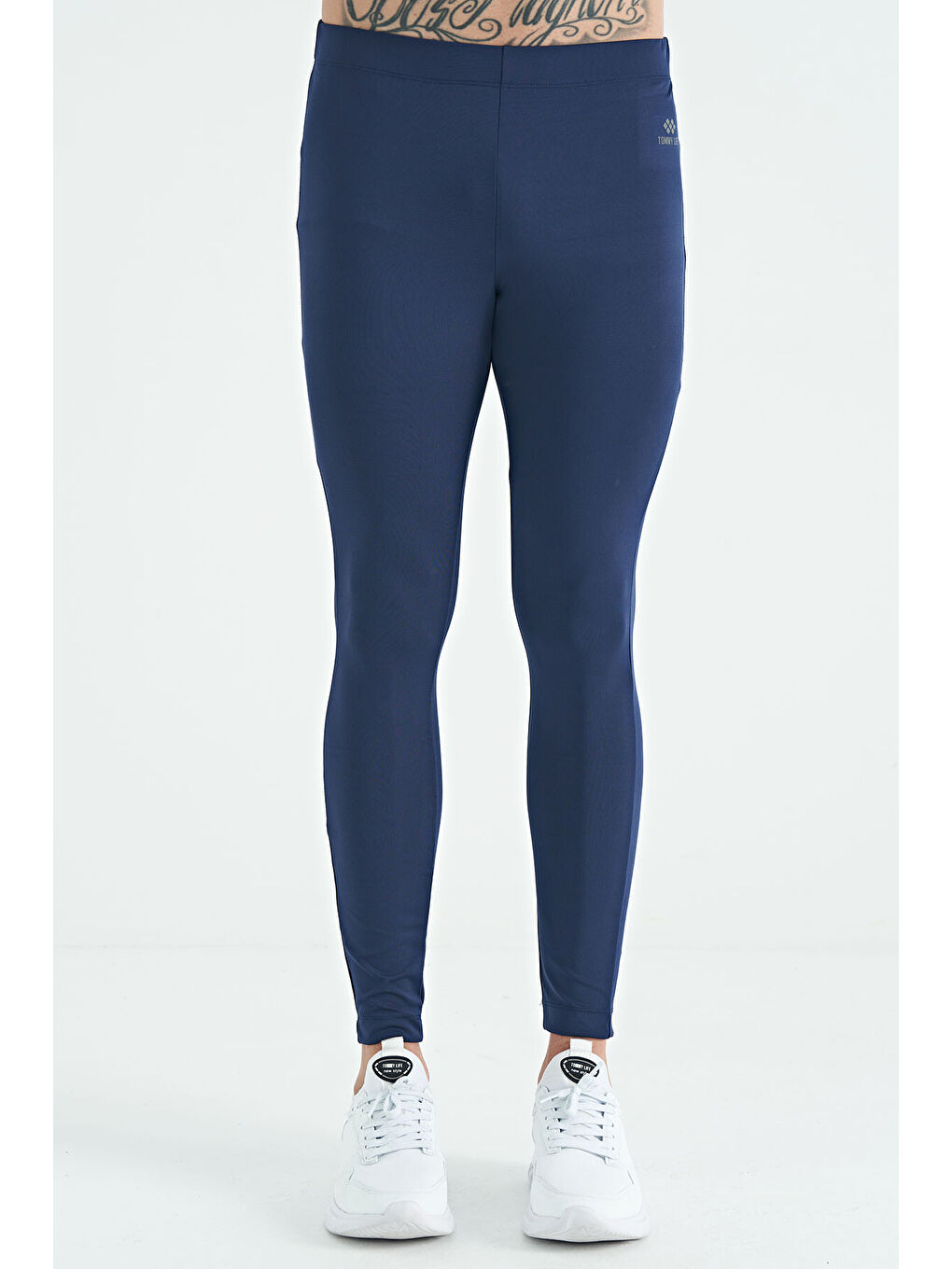 İndigo Arka Bilek Baskı Detaylı Yüksek Bel Slim Fit Aktif Spor Erkek Tayt - 84988-1