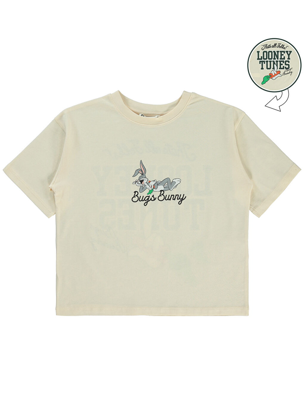 Bej Bugs Bunny Kız Çocuk Tişört 6-9 Yaş FilDişi