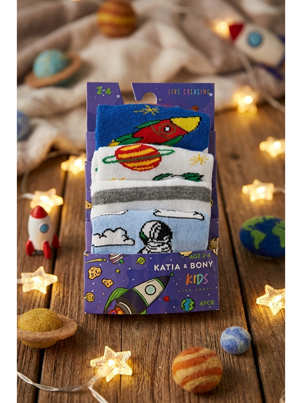 Karışık 4 Lü Paket Space Erkek Çocuk Patik Çorap Desenli-1