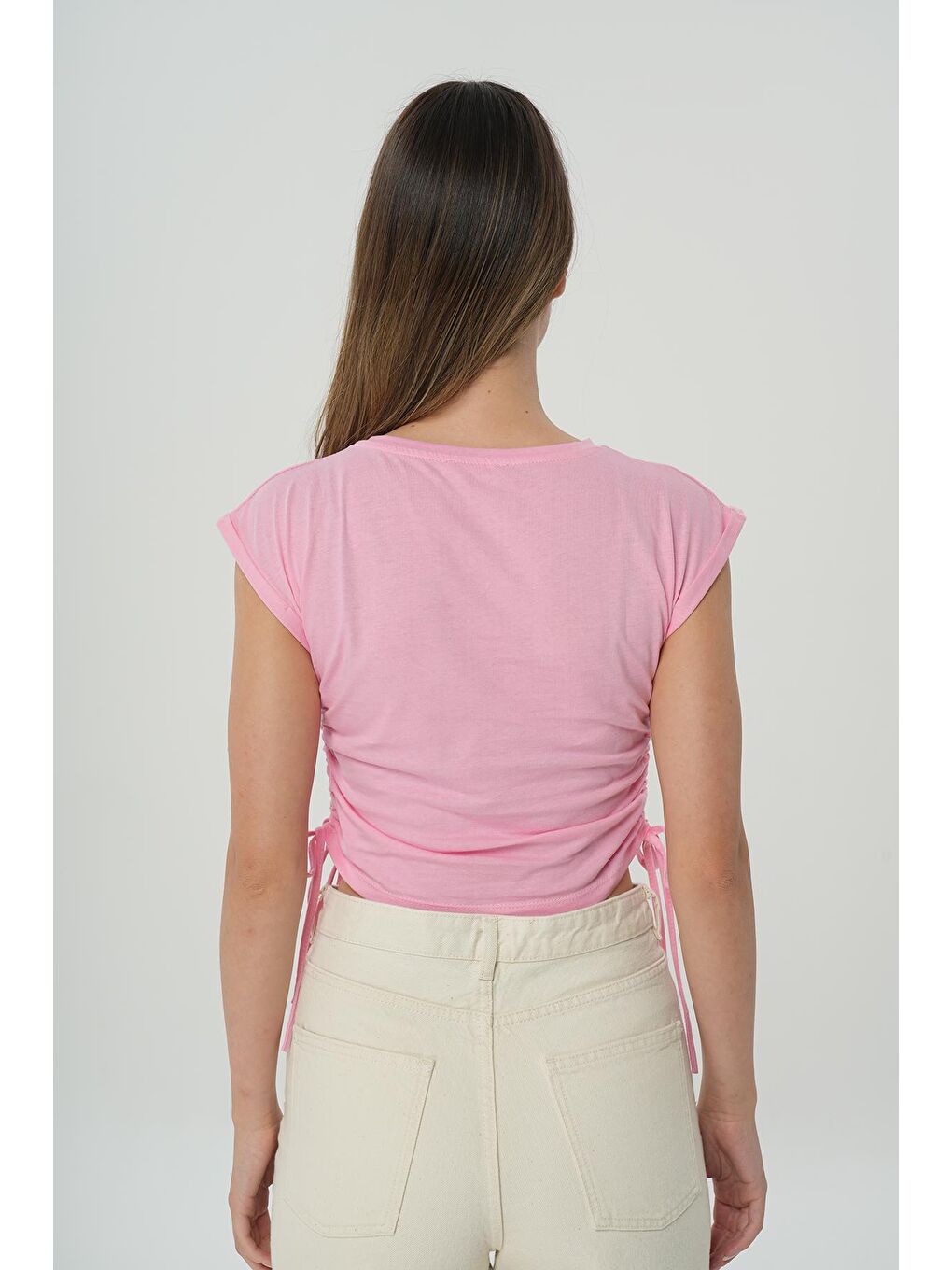 CROSS JEANS Pembe Yanı Büzgülü T-shirt 56108-013 - 3