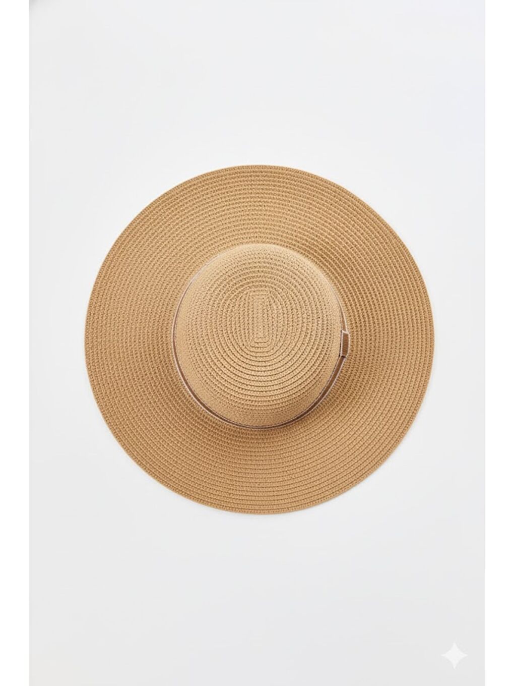 Bej Geniş Kenar Hasır Plaj Şapkası Y25730-04 Vizon