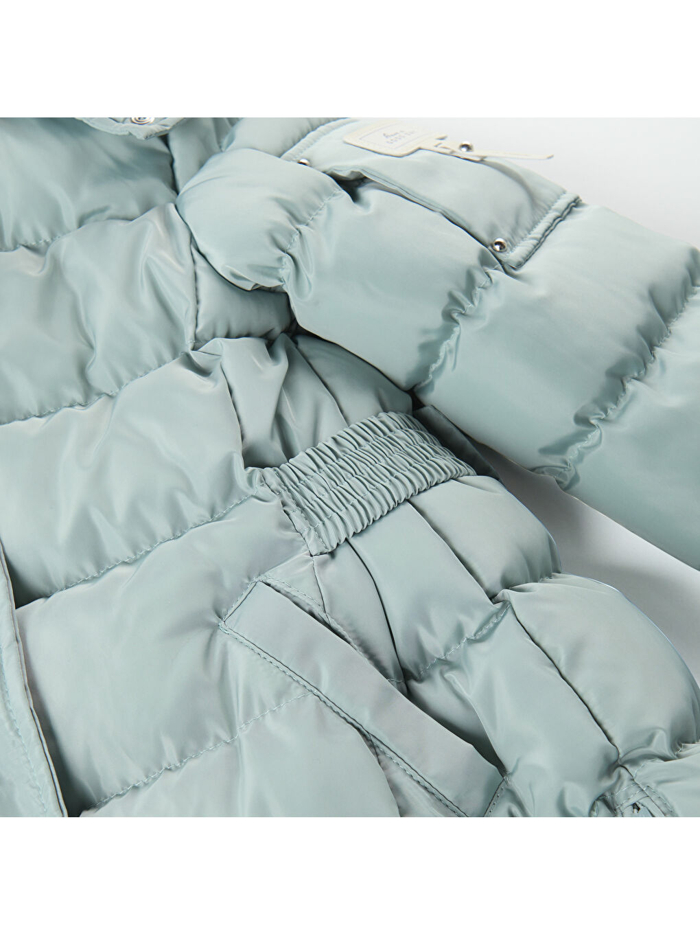 Yeşil Kız Çocuk Kapüşonlu Uzun Kaban-3