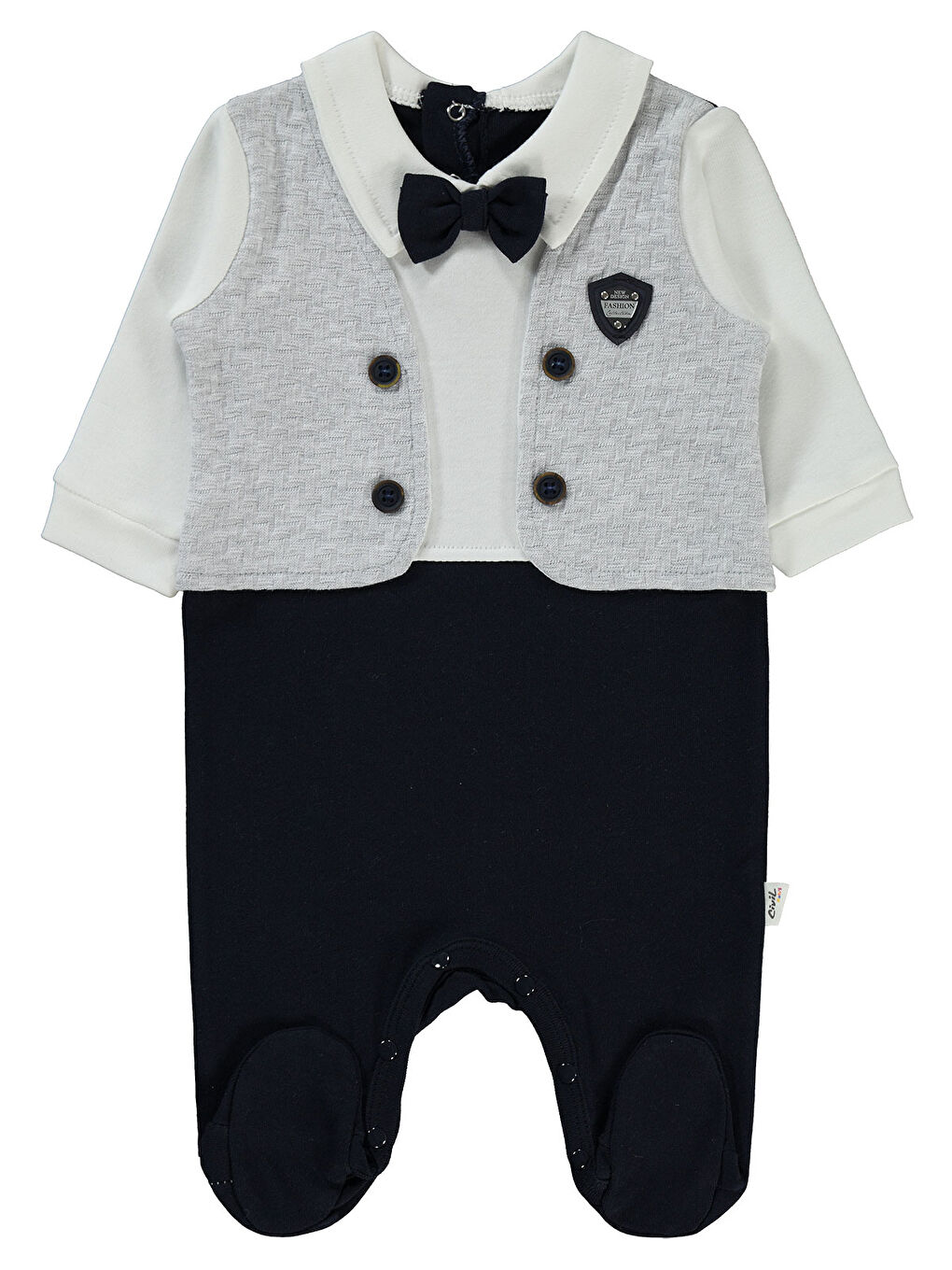 Baby Erkek Bebek Patikli Tulum 1-9 Ay Lacivert