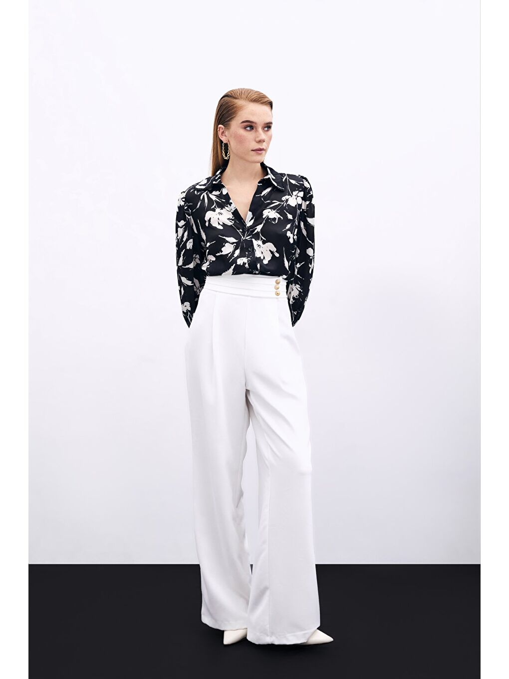 Bel Detaylı Pantolon - Ekru-2