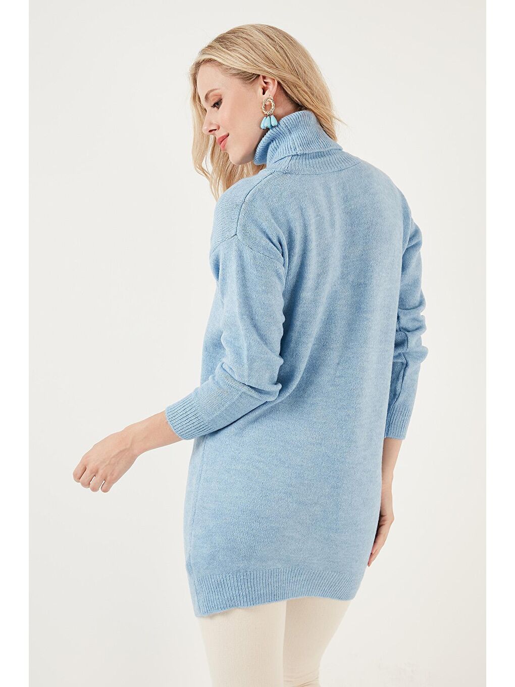 Mavi Modest Balıkçı Yaka Uzun Kollu Triko Tesettür Tunik 4614585-4