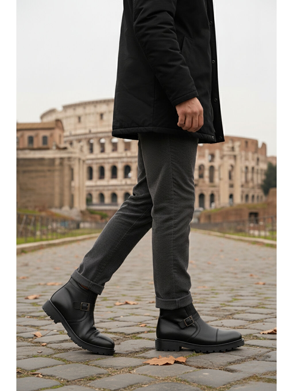 Siyah Nijer Kürklü Fermuarlı Erkek Kışlık Bot-1