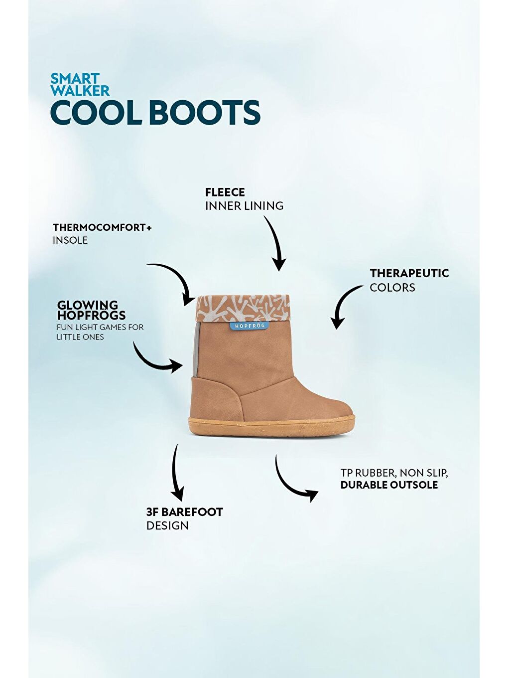 Smart Walker Cool Boots Kahverengi Meşe Barefoot Çocuk Bot-1