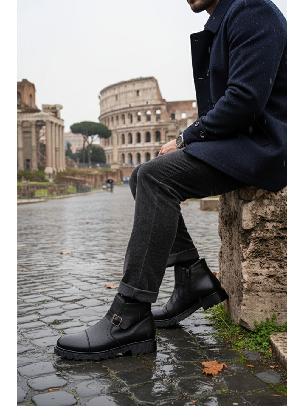 Siyah Nijer Kürklü Fermuarlı Erkek Kışlık Bot-2