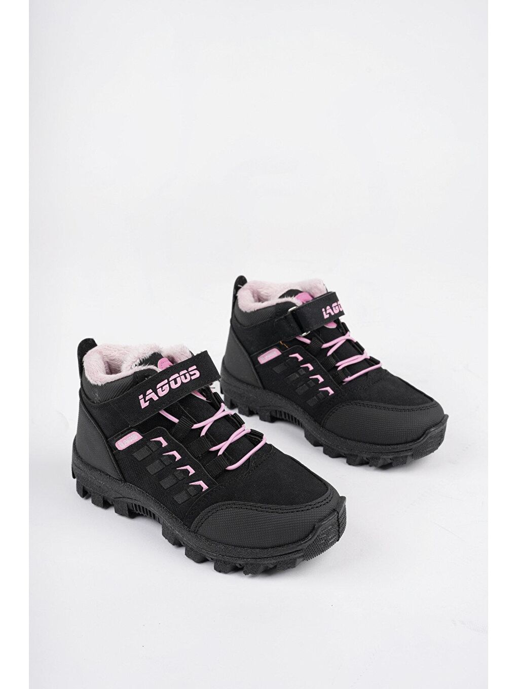 Siyah BOB Bağcıklı Cırtlı İçi Kürklü Çocuk Outdoor Kışlık Bot-3