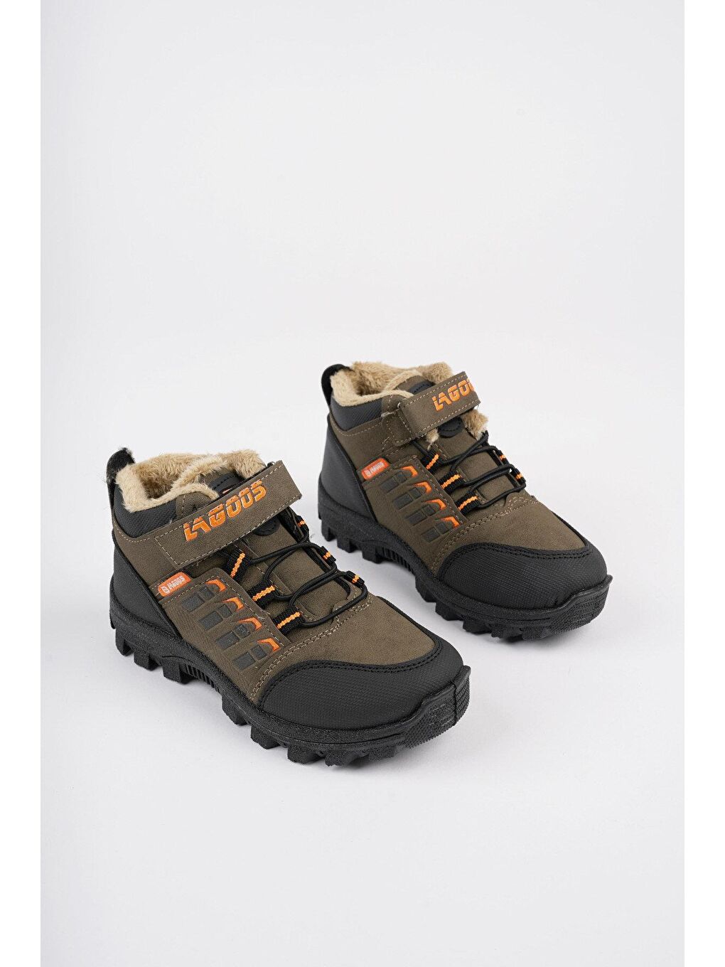 Haki BOB Bağcıklı Cırtlı İçi Kürklü Çocuk Outdoor Kışlık Bot-3