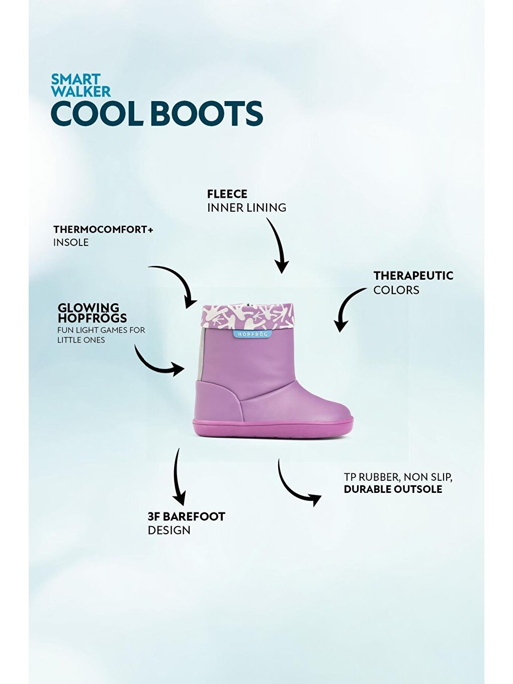 Smart Walker Cool Boots Mor Işık Barefoot Çocuk Bot-1
