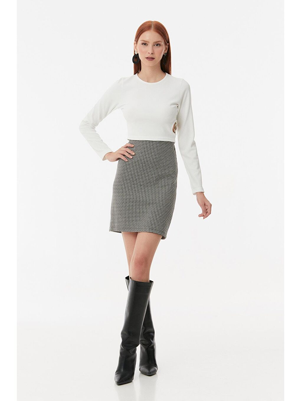 Ekru Fitilli Halka Detaylı Bluz-1