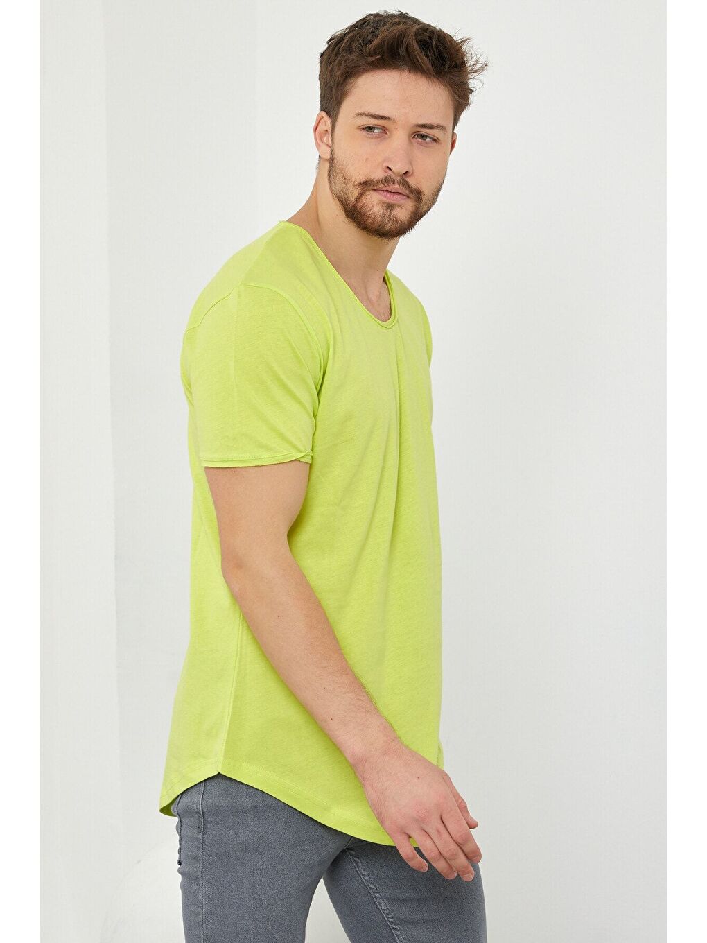 Tarz Cool Erkek Fıstık Yeşili Salaş Tişört tcps001r55s - 5