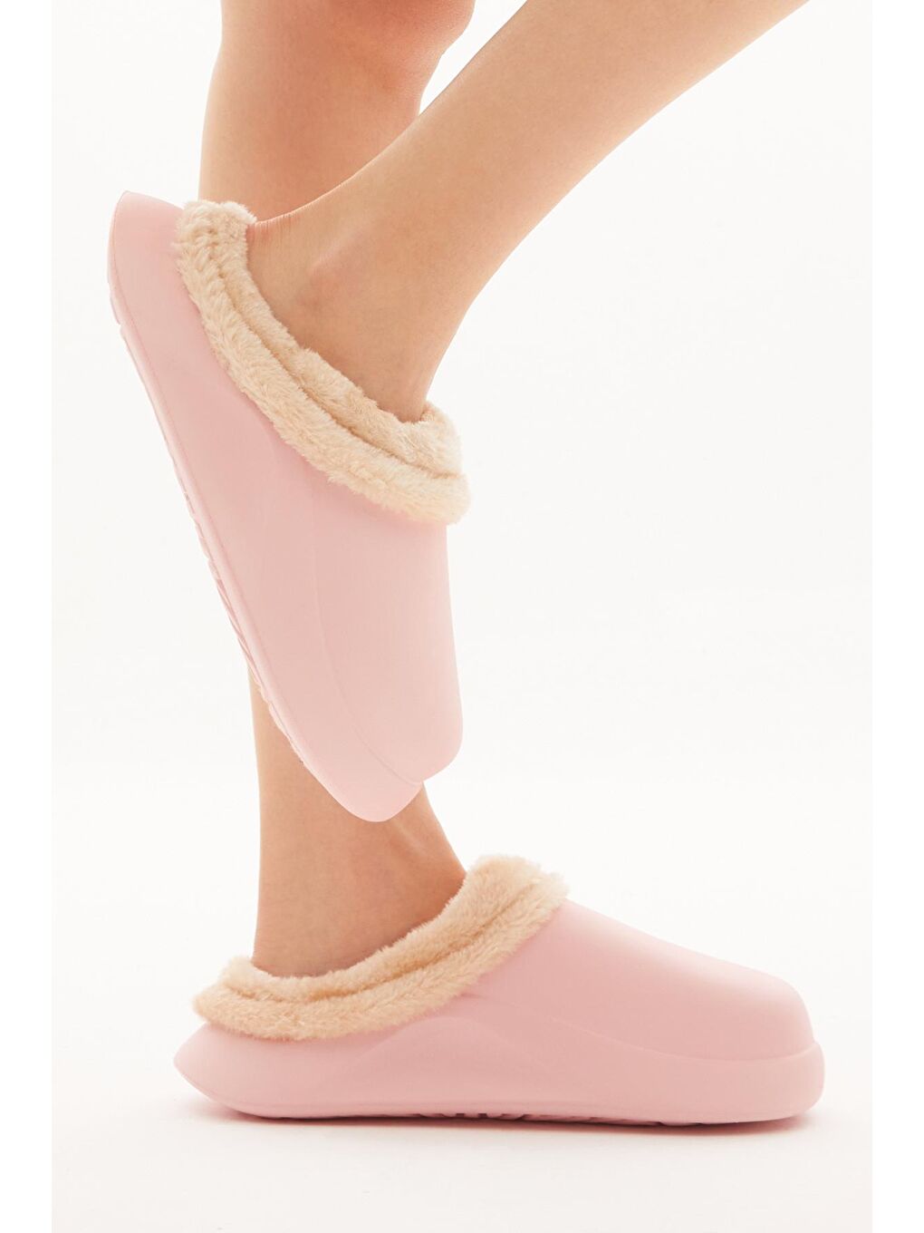 Kadın Pembe Rahat Kalıp İçi Kürklü Eva Terlik