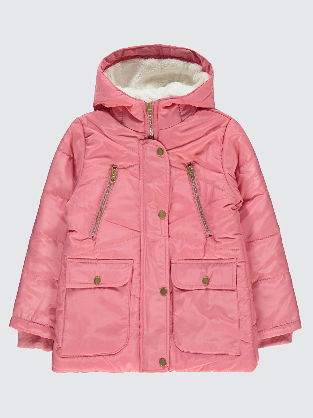 Kız Çocuk Kapüşonlu Mont 6 9 Yaş Pembe