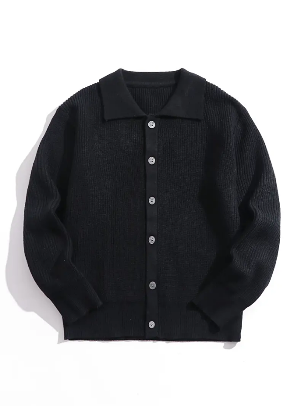 Siyah Düğme Detaylı Regular Fit Hırka-1