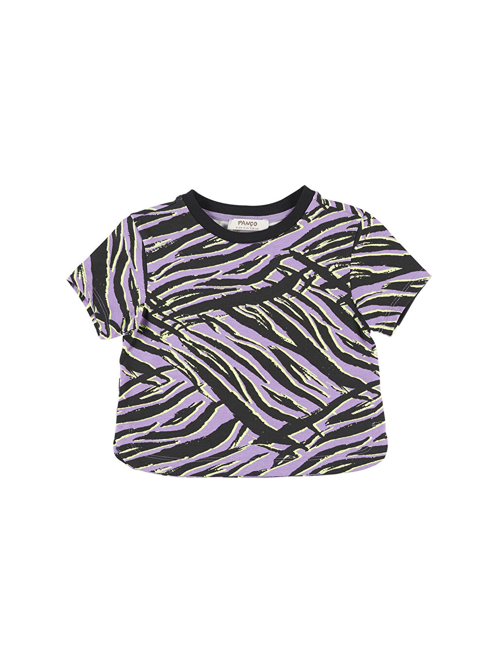 Panço Siyah Kız Çocuk  Zebra Desenli Kısa Kollu T-Shirt