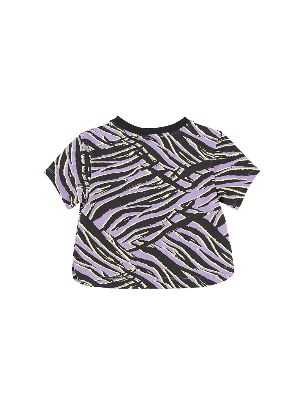 Panço Siyah Kız Çocuk  Zebra Desenli Kısa Kollu T-Shirt - 1