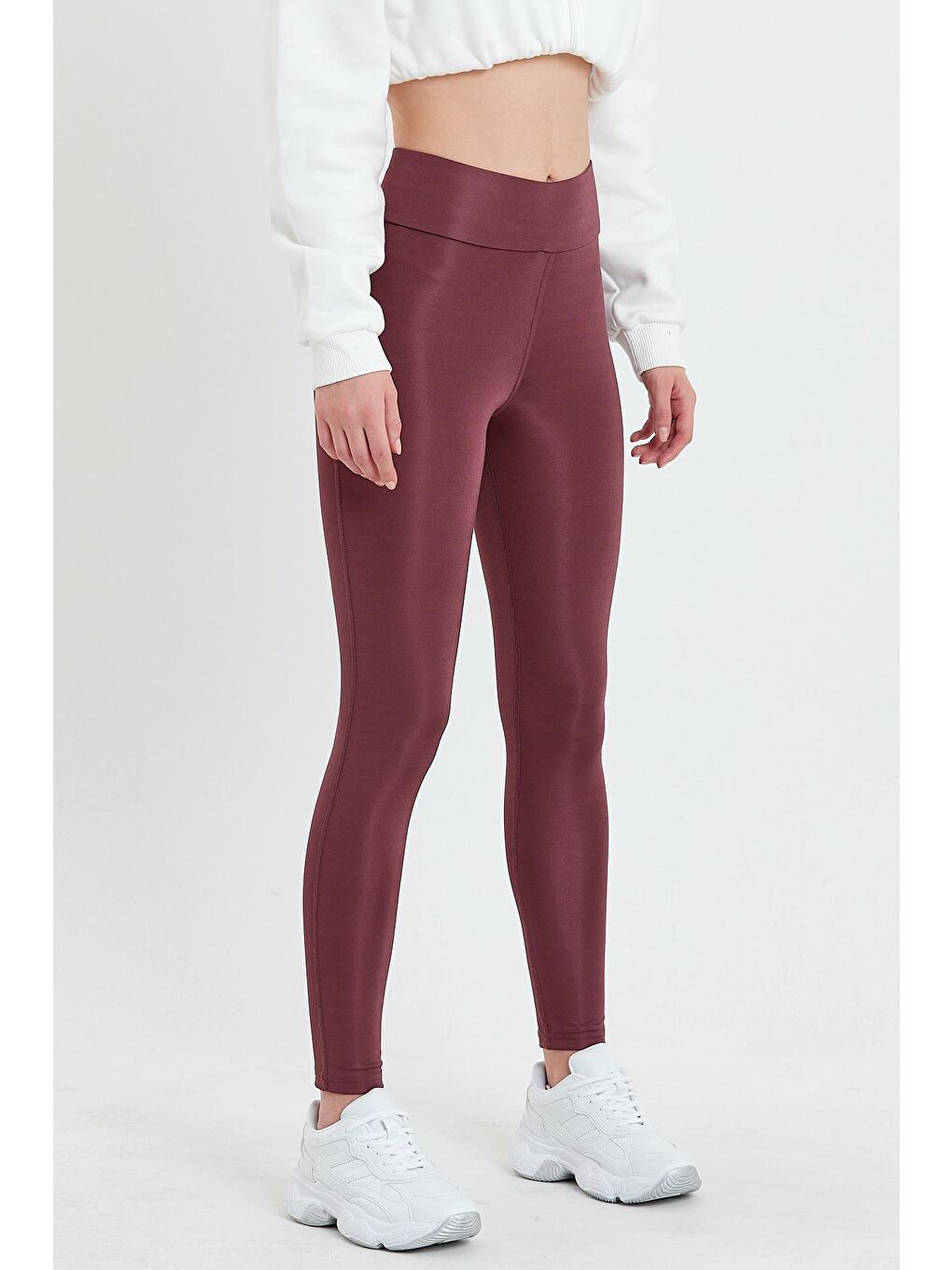 Mürdüm Yüksek Bel Kadın Tayt-2