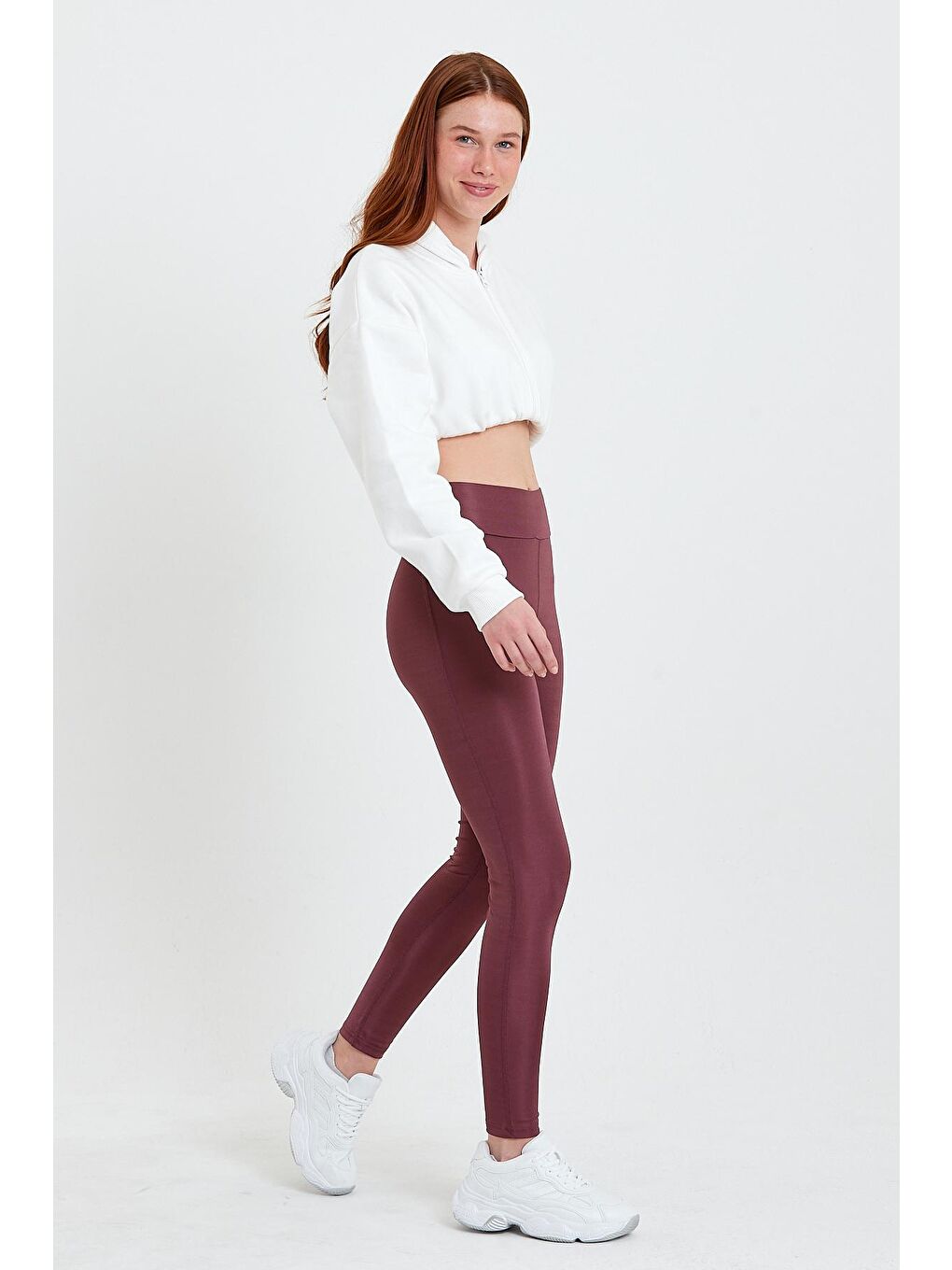 Mürdüm Yüksek Bel Kadın Tayt-3