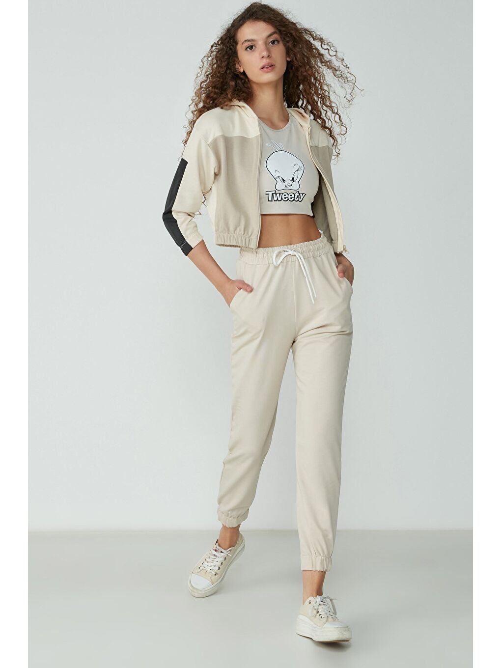 C&City Bej Basic Jogger Eşofman Altı 734 Taş - 3