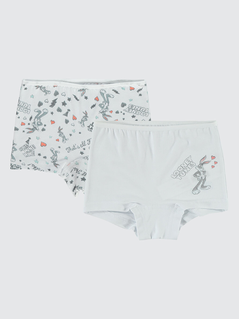 Bugs Bunny Kız Çocuk 2'li Boxer Set 2-10 Yaş Beyaz