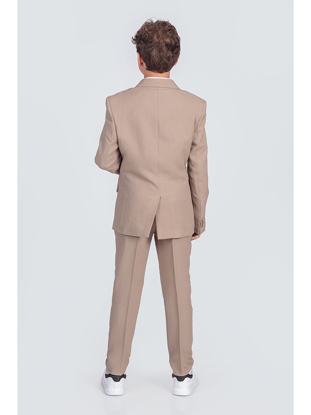 Bej Erkek Çocuk Ceket Gömlek Pantolon Papyonlu Takım Elbise TE.1001Y-11