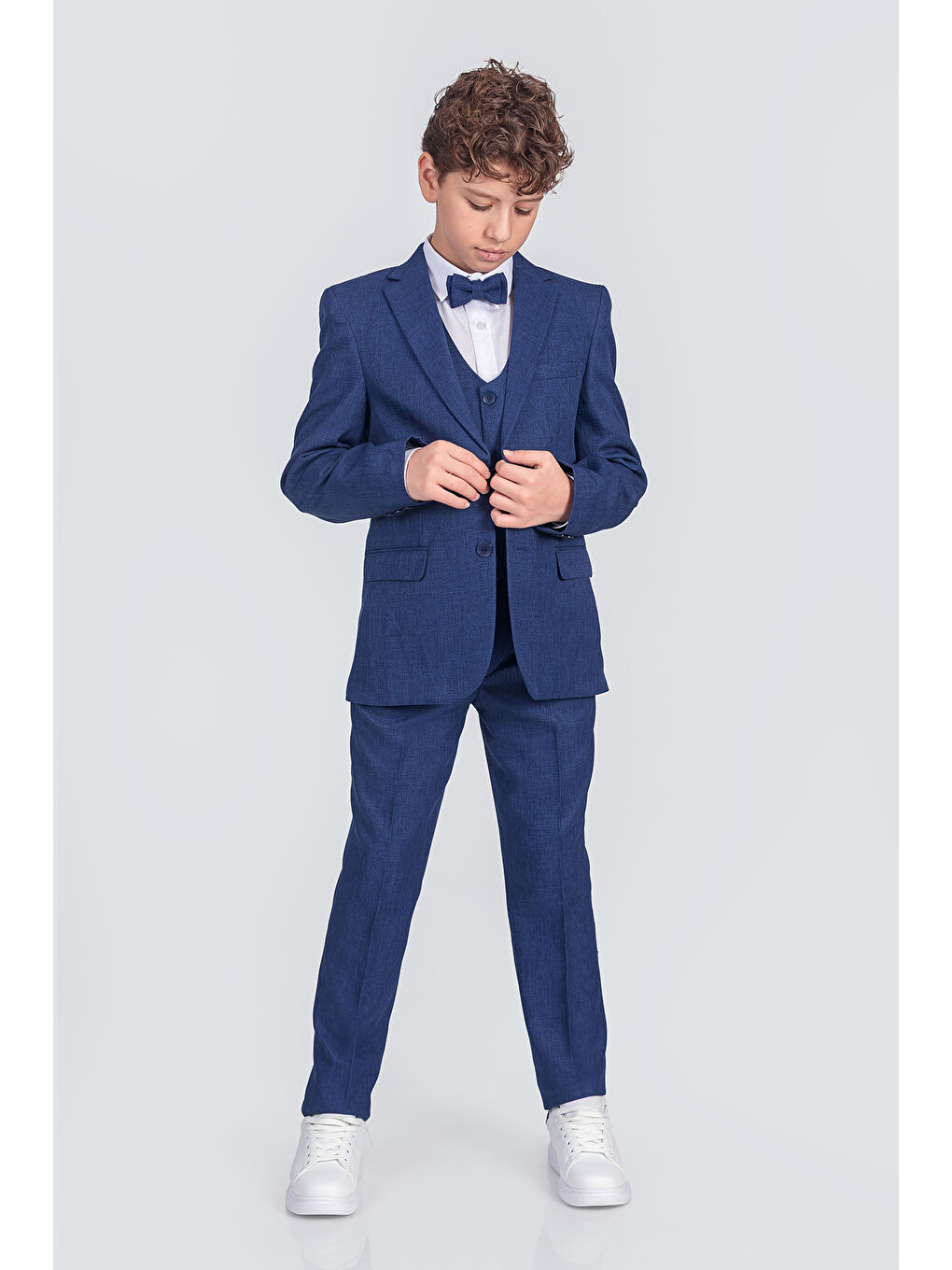 Mavi Erkek Çocuk Papyonlu Yelekli Takım Elbise TE.4000YY-3