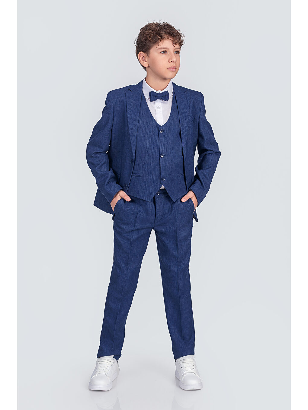 Mavi Erkek Çocuk Papyonlu Yelekli Takım Elbise TE.4000YY-8