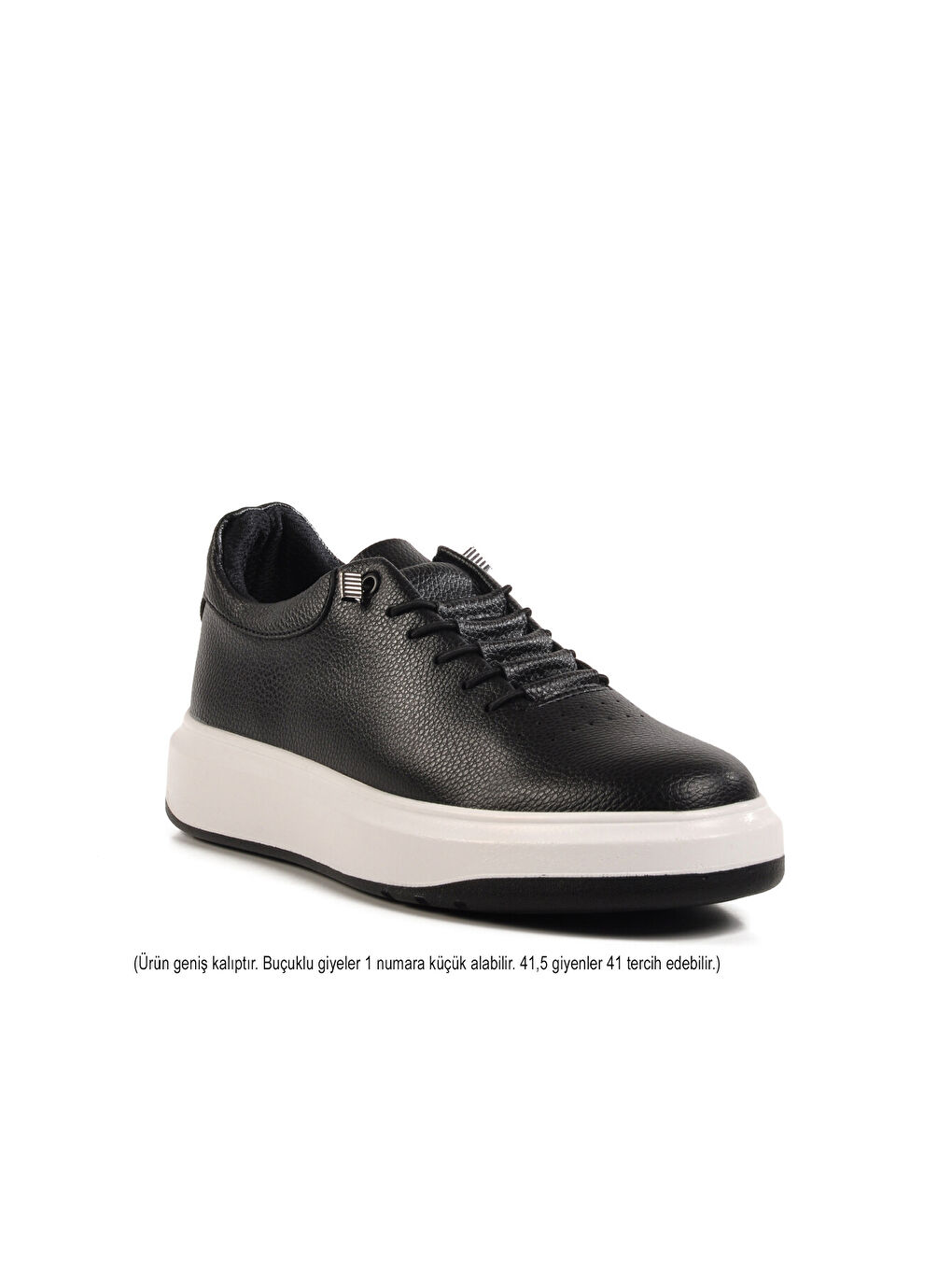 Siyah Beyaz Lastik Bağcıklı Erkek Casual Ayakkabı 404 M-2