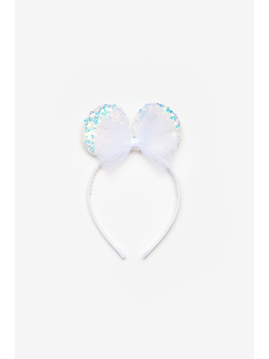 Beyaz Kulaklı Fiyonk Detaylı Kız Çocuk Taç