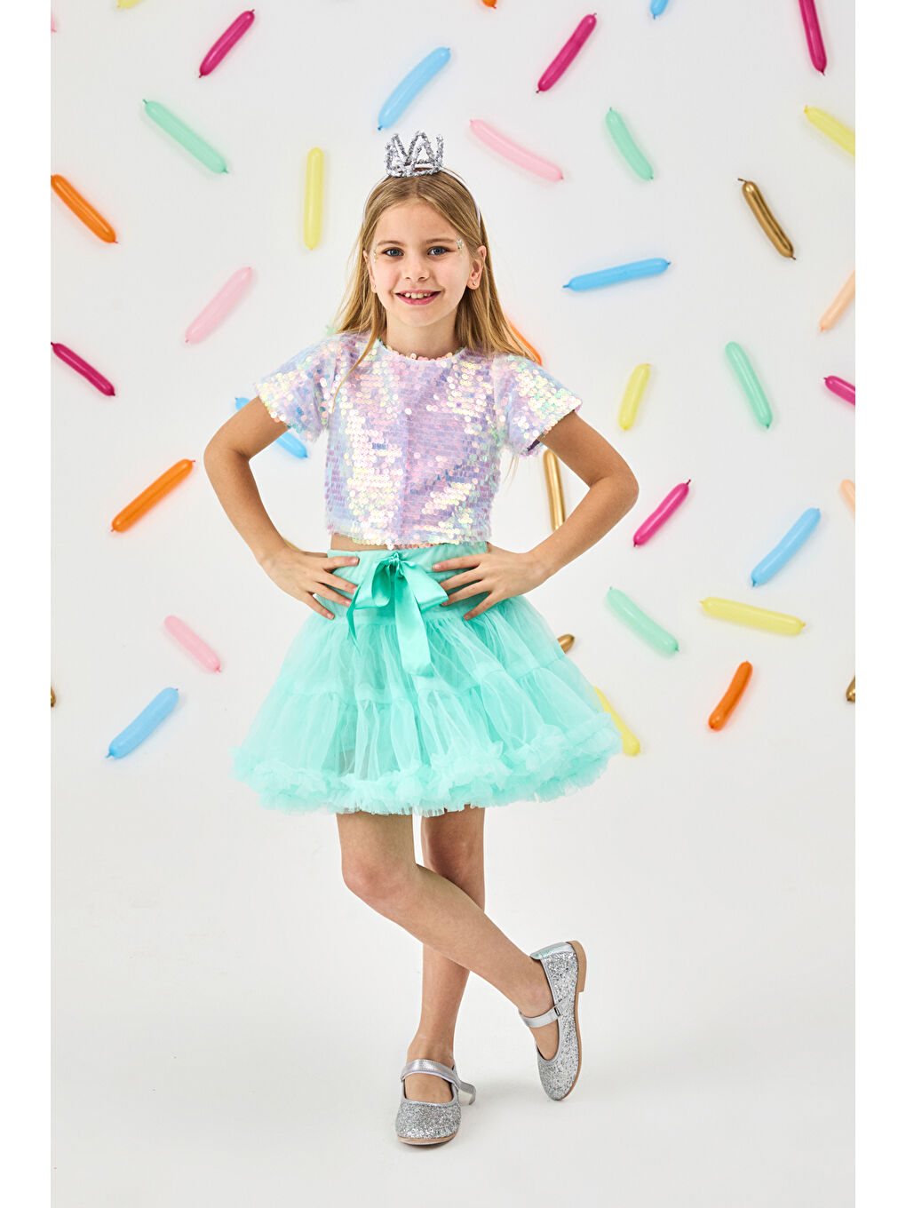 Lila Pullu Kız Çocuk Crop