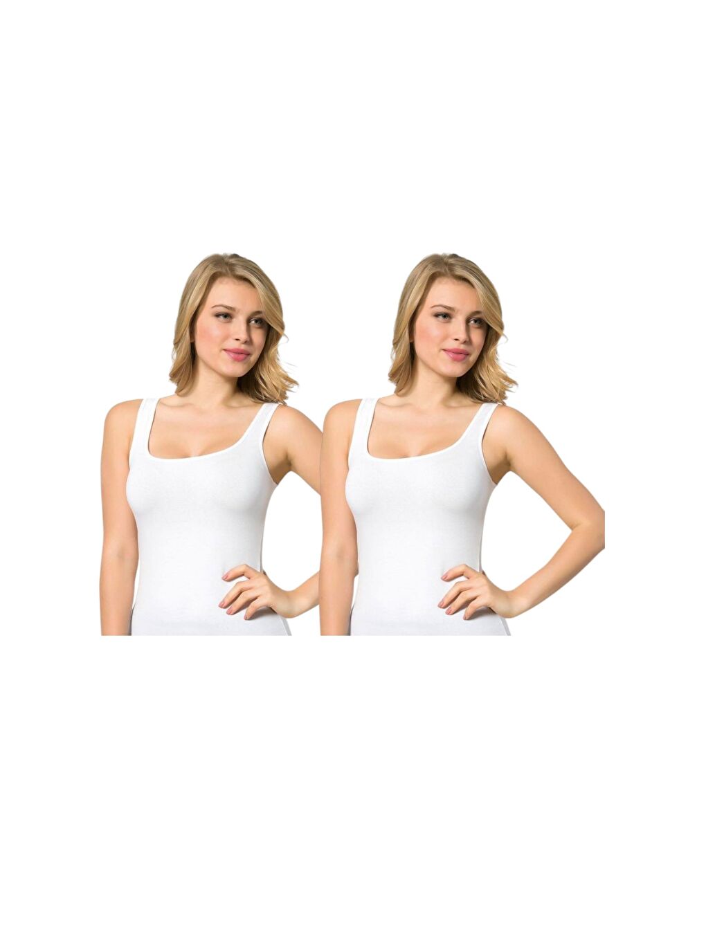 Beyaz Kadın Geniş Askılı Atlet 2'li