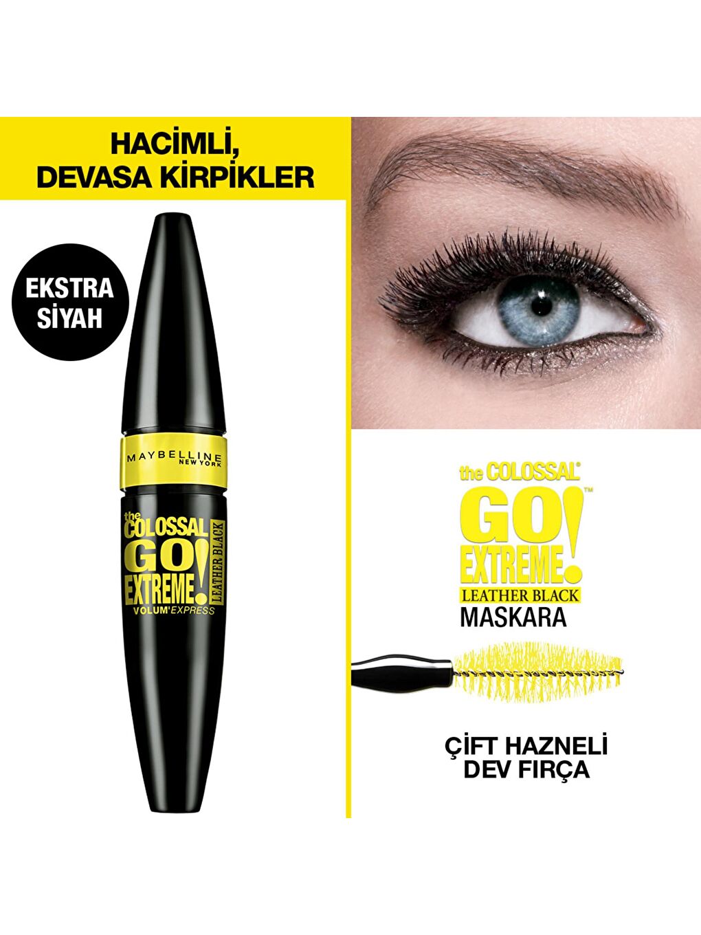 MAYBELLINE NEWYORK Siyah The Colossal Go Extreme Leather Black Maskara Ekstra Siyah - 5