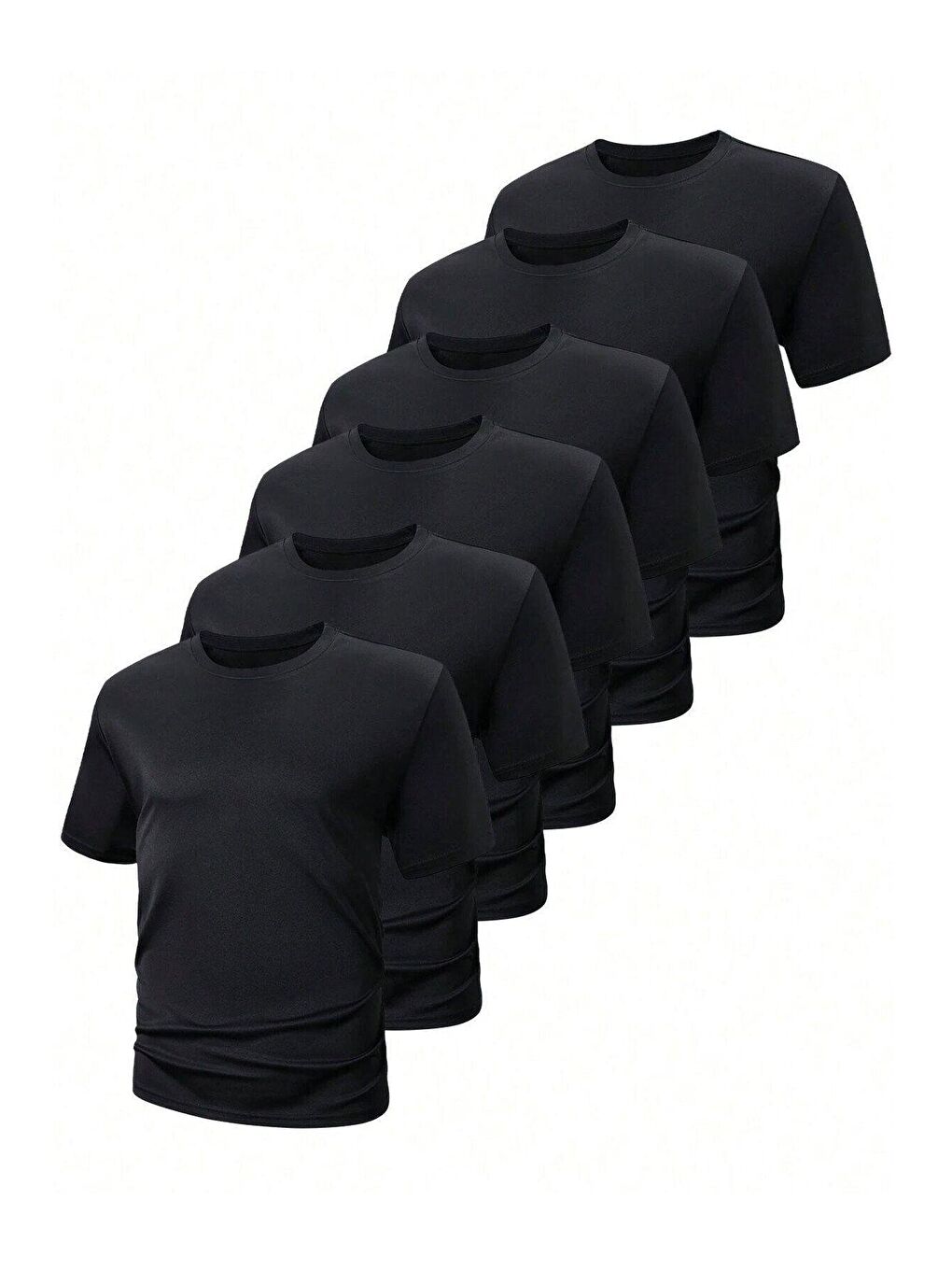 6'lı Paket Düz Oversize Erkek Kısa Kollu Tişört Siyah