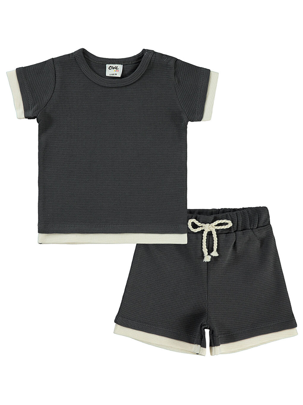 Gri Baby Erkek Bebek Şortlu Takım 6-18 Ay Füme