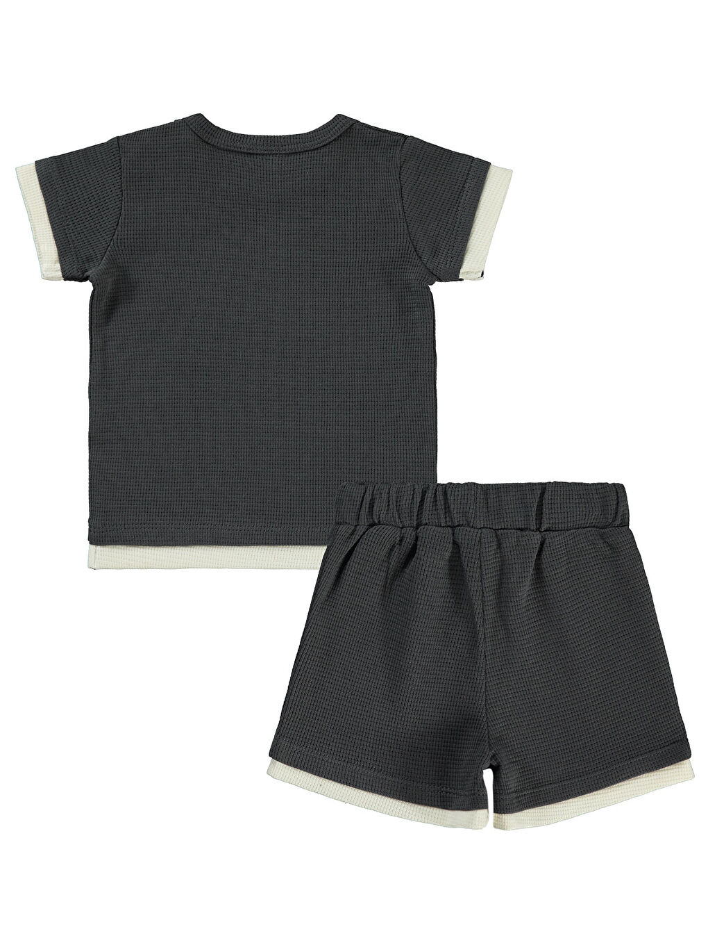 Gri Baby Erkek Bebek Şortlu Takım 6-18 Ay Füme-1