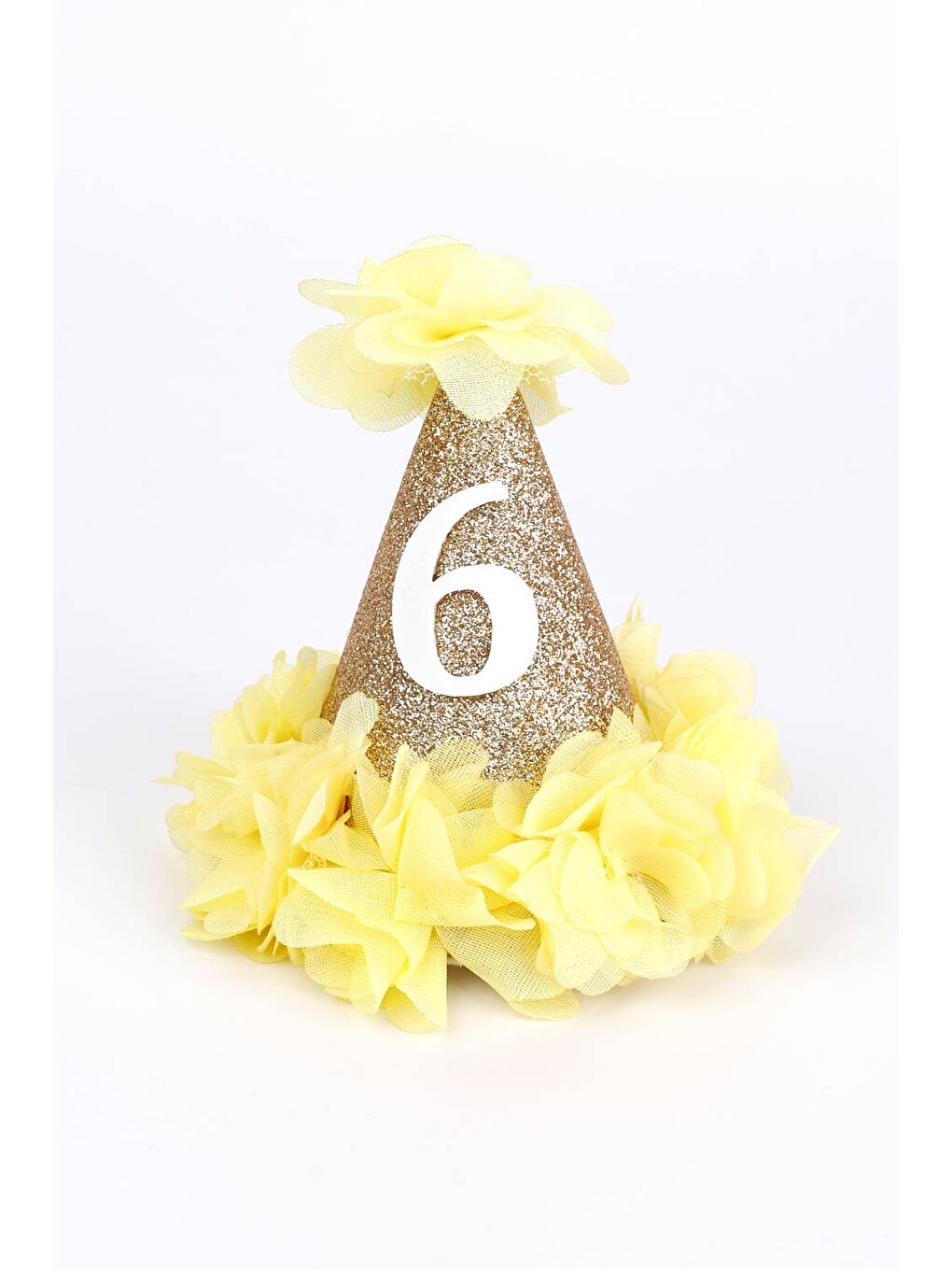 Sarı 6 Yaş Huni Doğum Günü Klips Toka