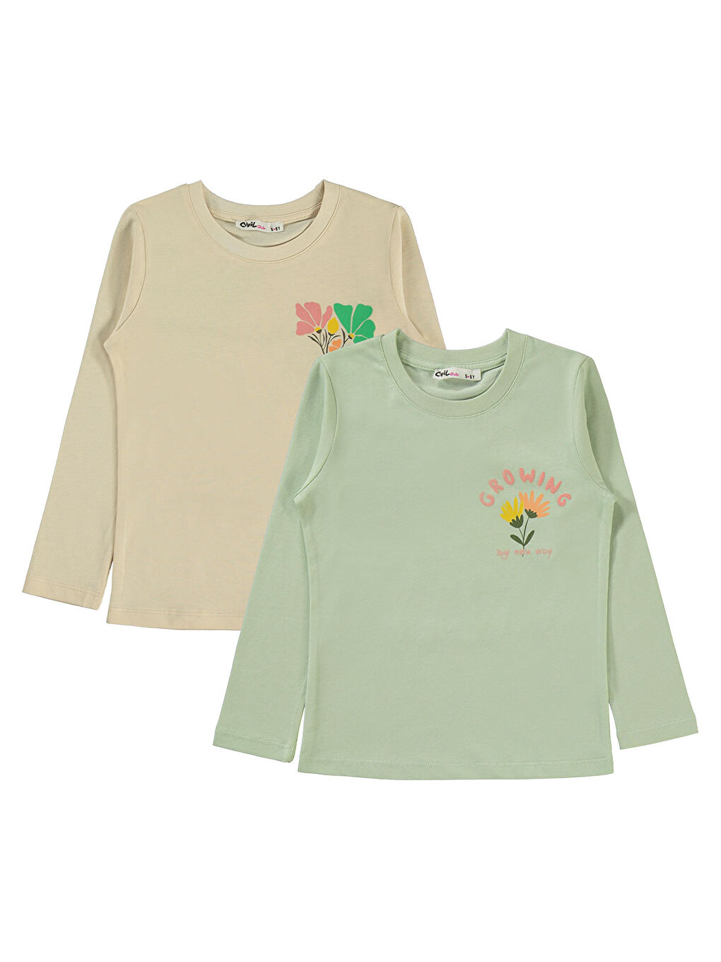 Girls Kız Çocuk 2'li Sweatshirt 5-13 Yaş Yeşil