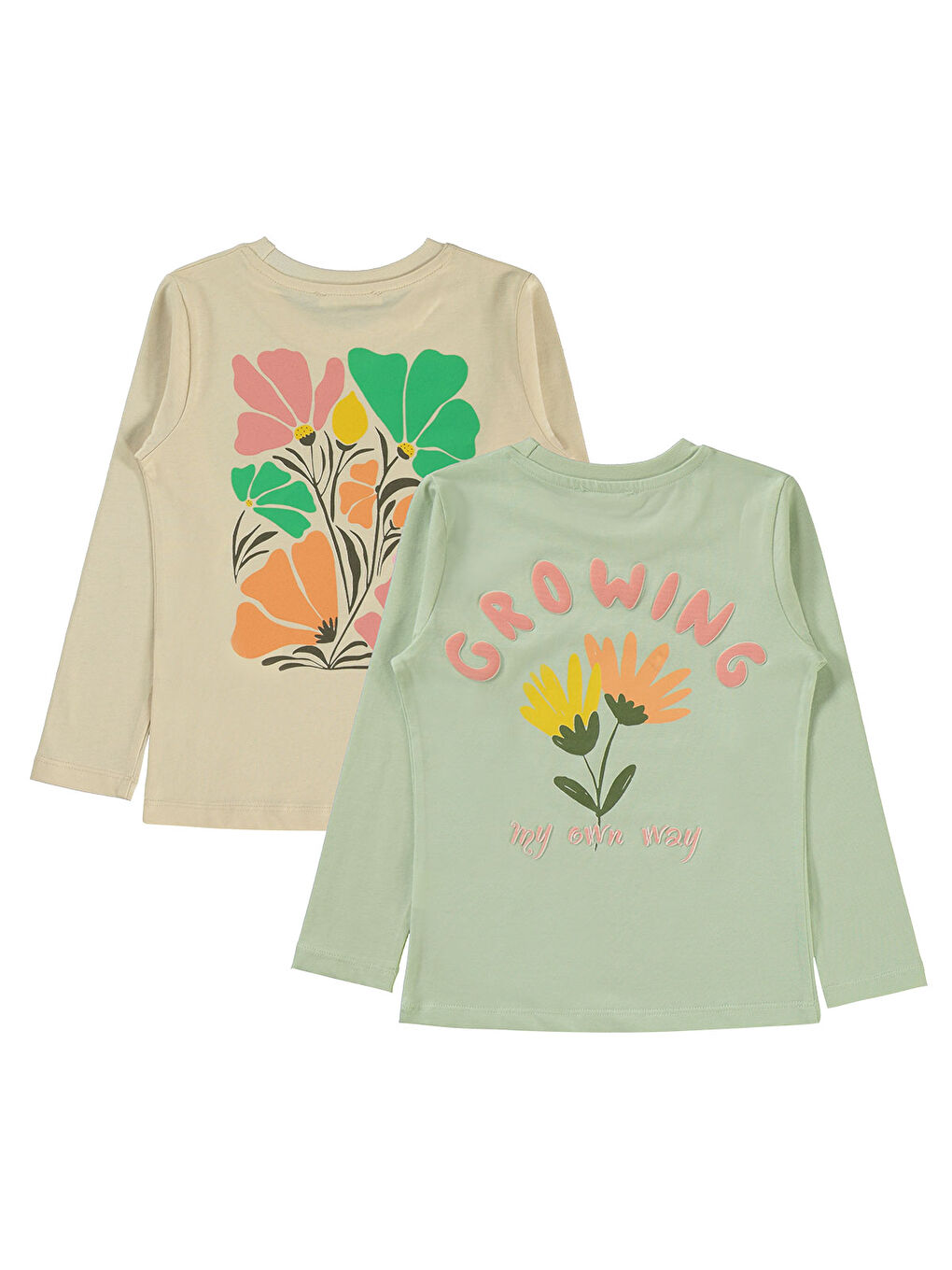 Girls Kız Çocuk 2'li Sweatshirt 5-13 Yaş Yeşil-1