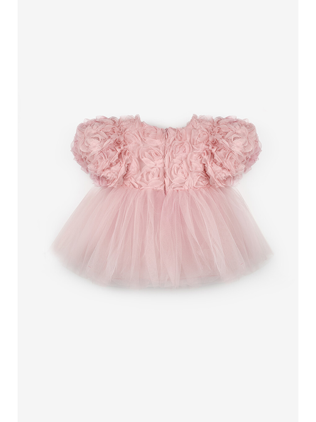 Pembe Gülkurusu Gül Detaylı Kız Bebek Elbise - Nelia-2