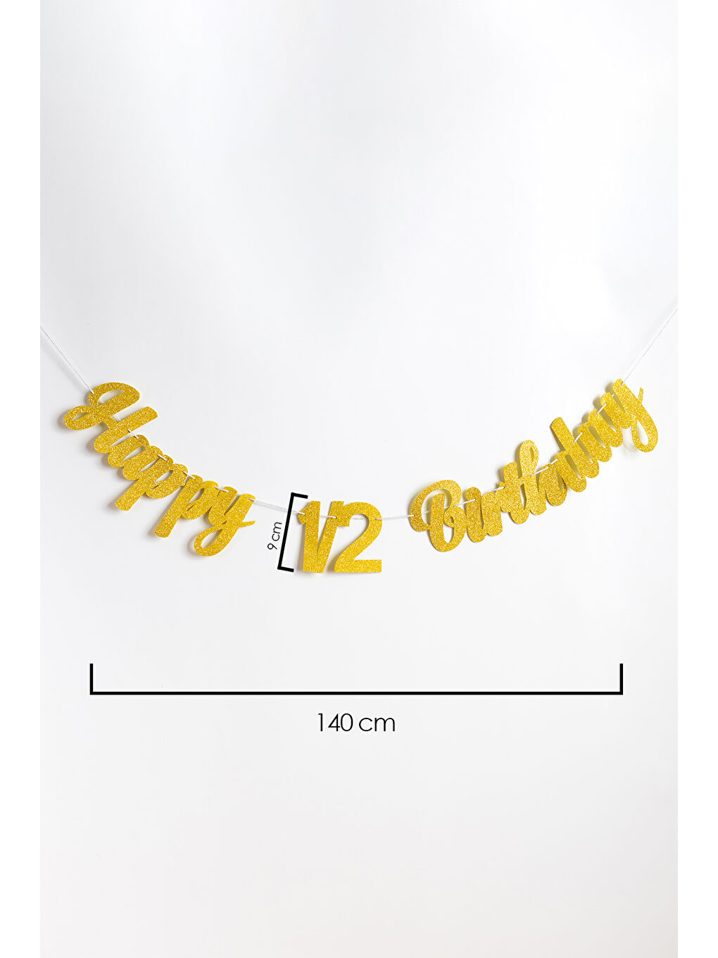 Sarı Altın Happy Birthday 1/2 Banner-1