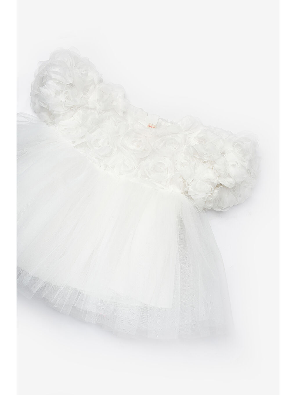 Beyaz Gül Detaylı Kız Bebek Elbise - Nelia-3