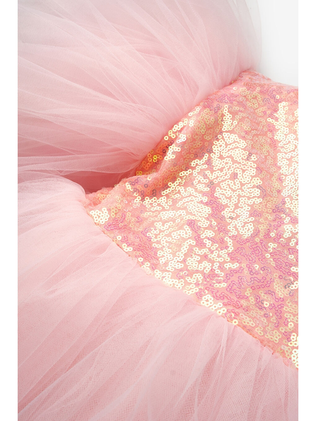 Pembe Somon Önü Pullu Kız Çocuk Tül Elbise - Halsey-5