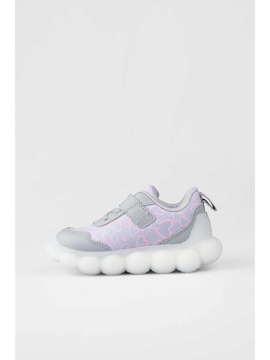 Gri Süse Işıklı Kız Okul Öncesi Gümüş Spor Ayakkabı-3