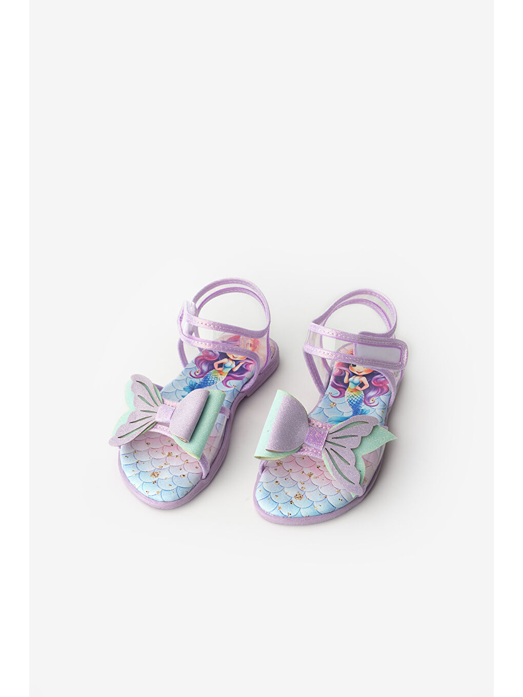 Lila Deniz Kızı Fiyonklu Şeffaf Kız Çocuk Sandalet