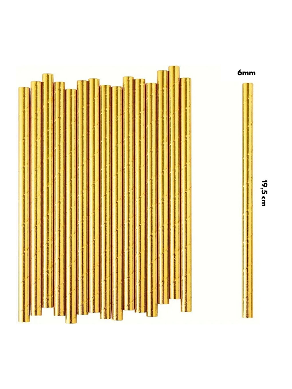 Sarı Altın 24'lü Parlak Kağıt Pipet Parti Süsü-1