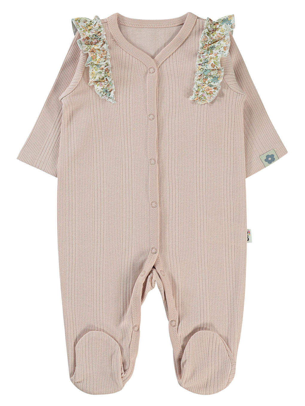 Pembe Baby Çizgi Raporlu 1-6 Ay Tulum - Pudra 1-3 Ay