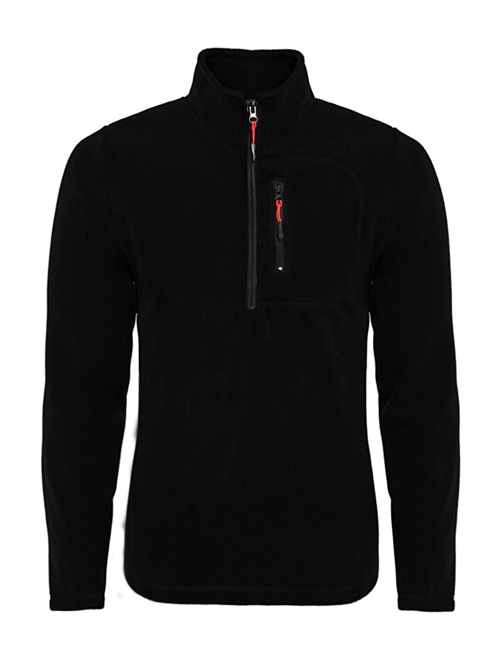 Siyah Erkek Polar Renkli Yarım Fermuarlı Cepli Tactical Flecee
